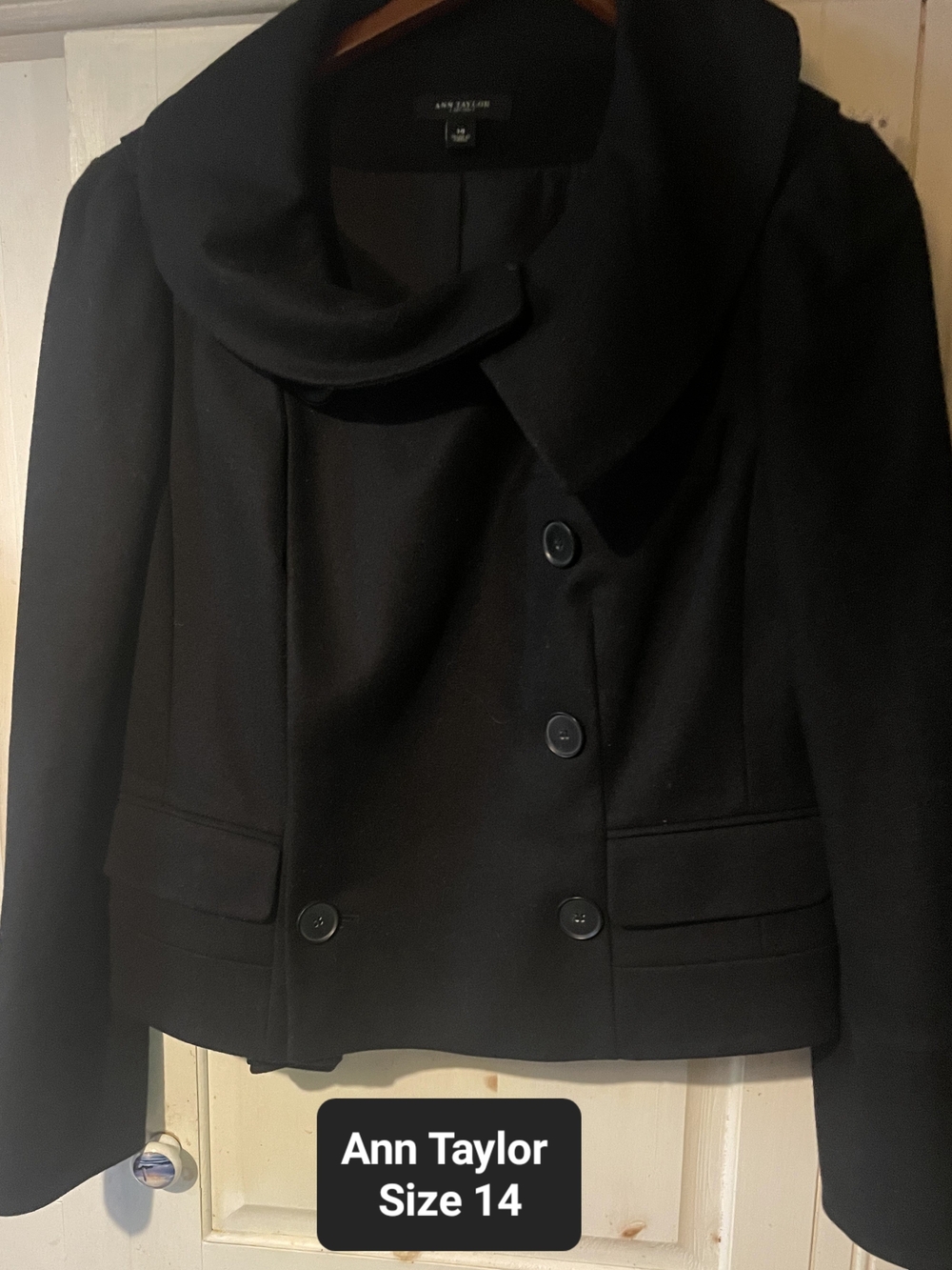 Ann Taylor Black Cropped Wool-Blend Blazer Jacket